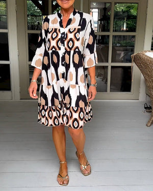 INGRID | PRINTED DRESS WITH 3/4 SLEEVES