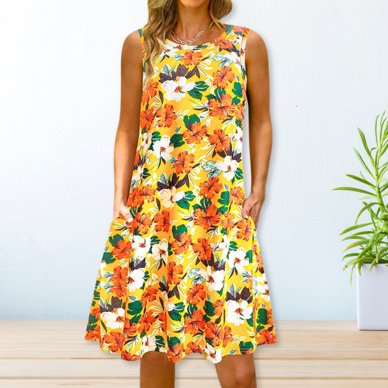 ELLEN | SLEEVELESS FLORAL DRESS