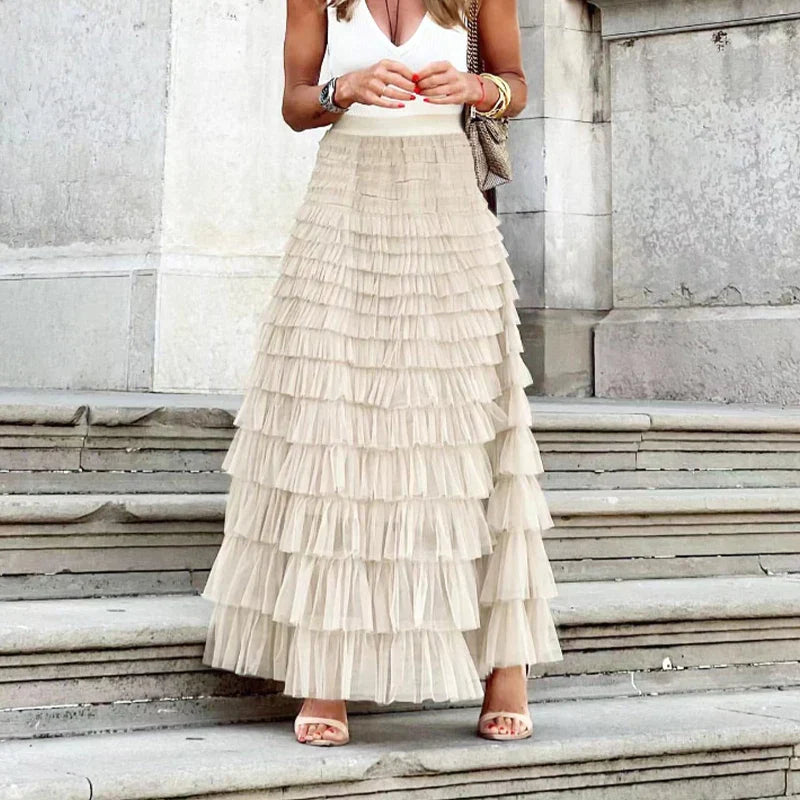 ASTRID | ELEGANT RUFFLE MAXI SKIRT